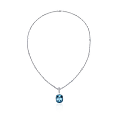 16.96cts Cushion Aquamarine Removable Pendant on a Diamond Line Necklet