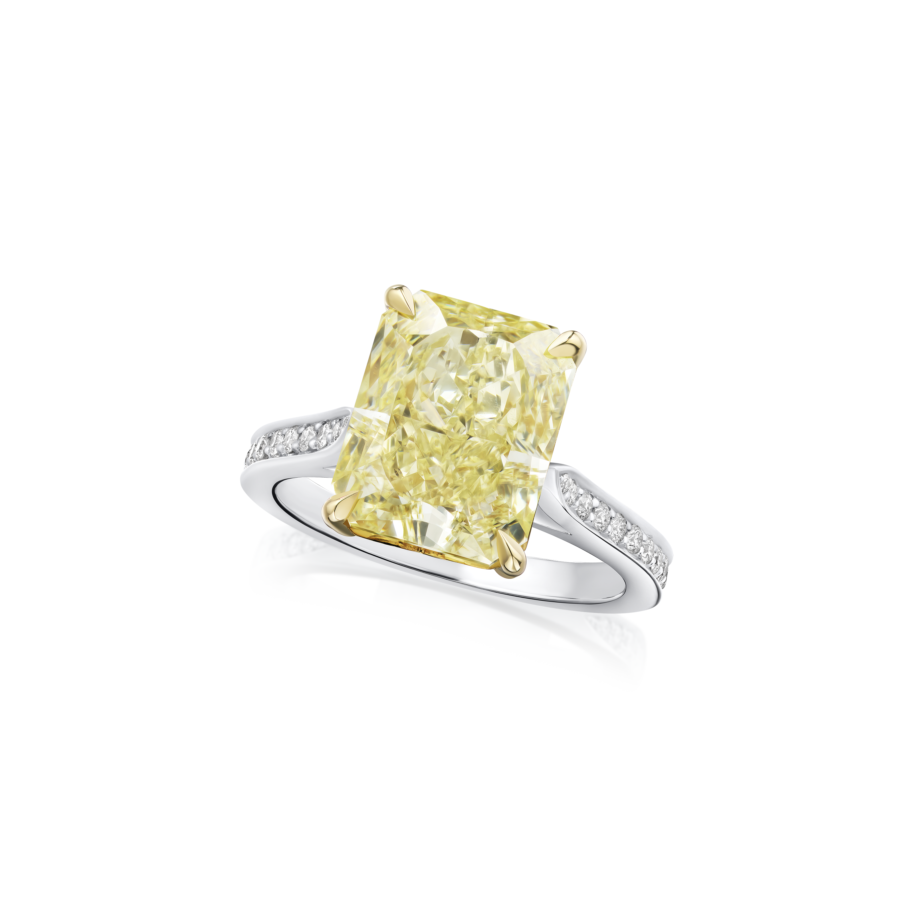 5.03cts Radiant Cut Fancy Yellow Diamond Ring