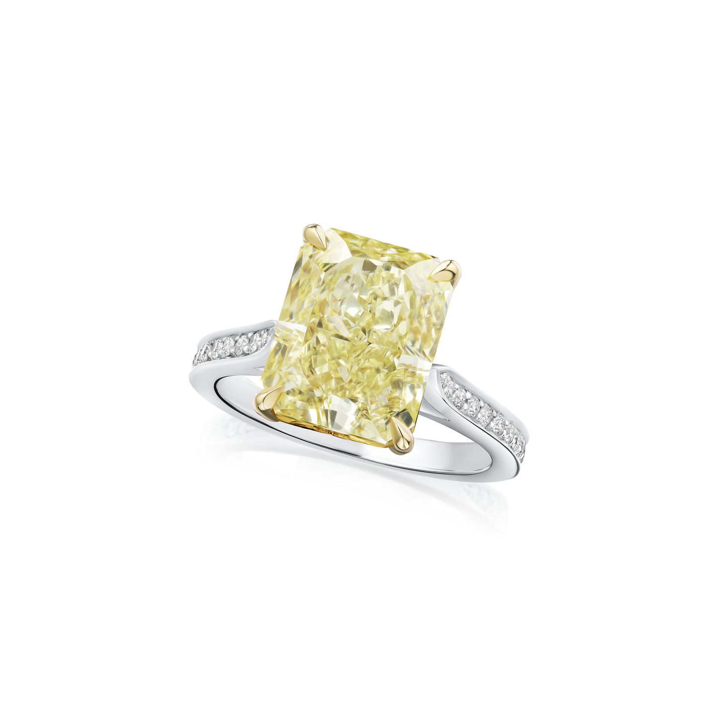 5.03cts Radiant Cut Fancy Yellow Diamond Ring