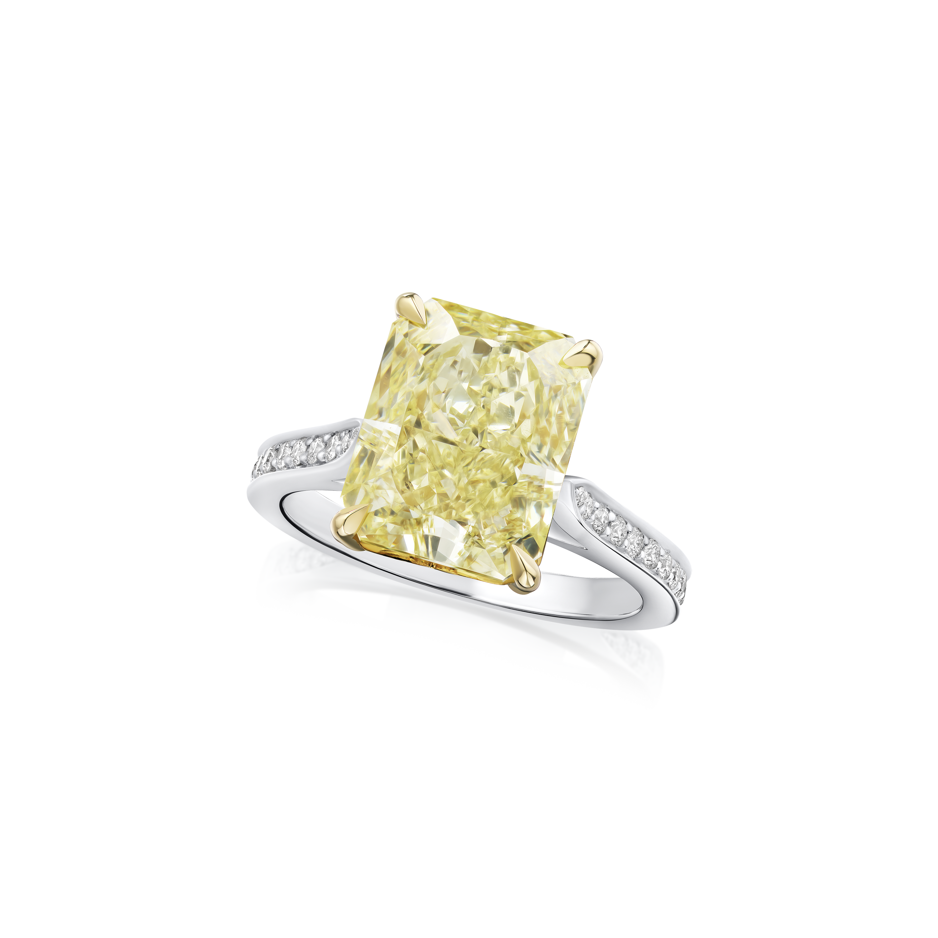 5.03cts Radiant Cut Fancy Yellow Diamond Ring