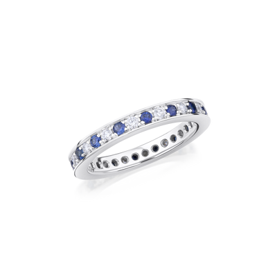 Skyline Sapphire and Diamond Full Set Eternity Ring, 2.5mm