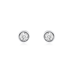 18ct White Gold Rubover Set Round Brilliant Cut Diamond Stud Earrings 0.10ct (total)