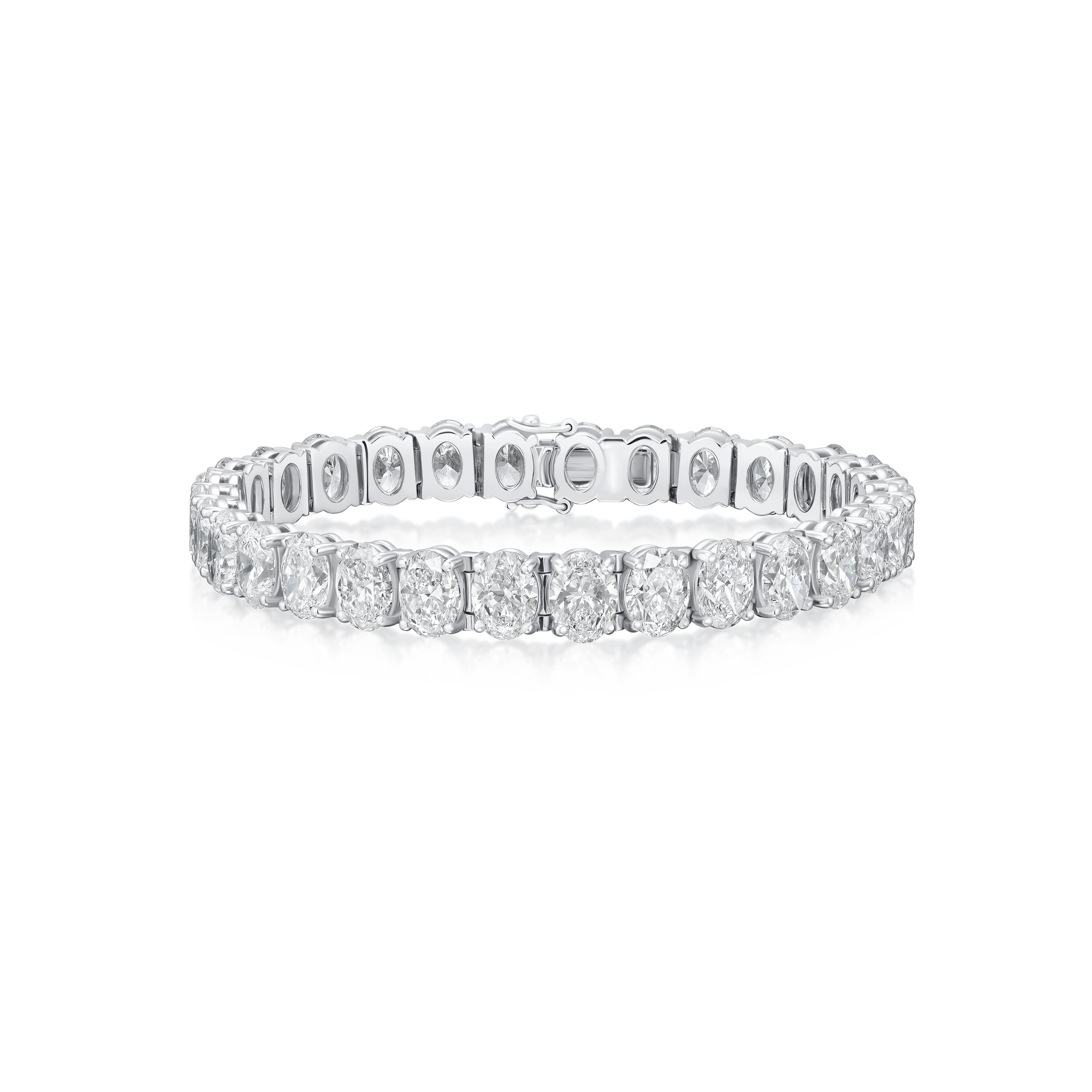 21.06cts Platinum Oval Cut Diamond Line Bracelet