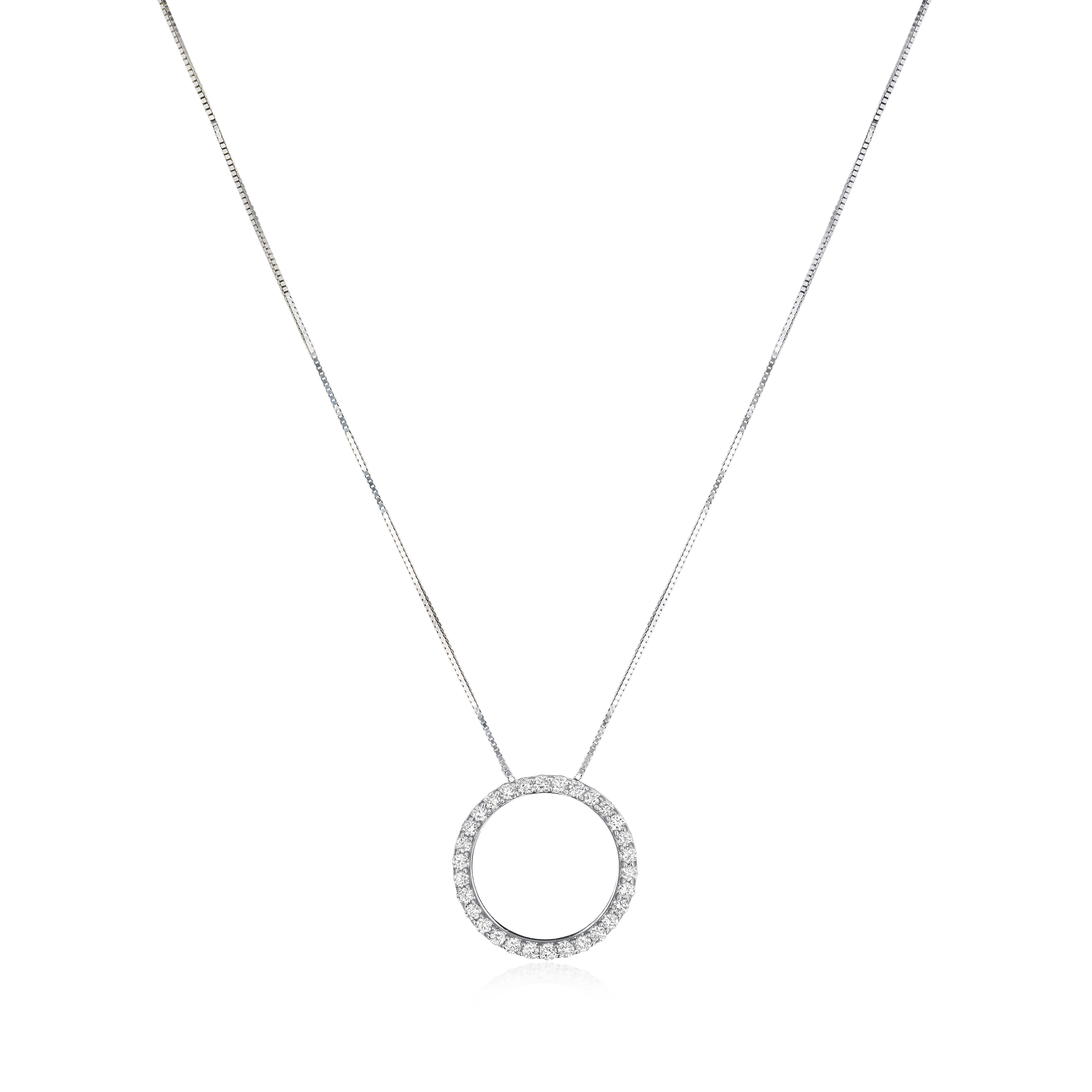 0.40ct White Gold Diamond Set Circle Pendant