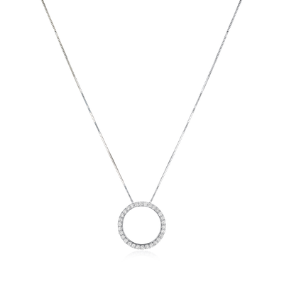 0.40ct White Gold Diamond Set Circle Pendant