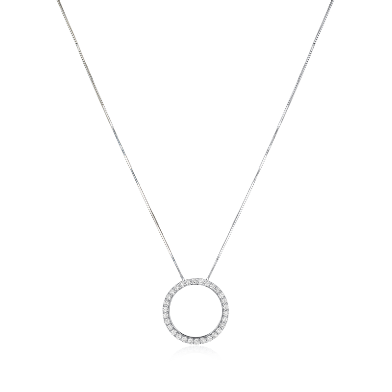 0.40ct White Gold Diamond Set Circle Pendant