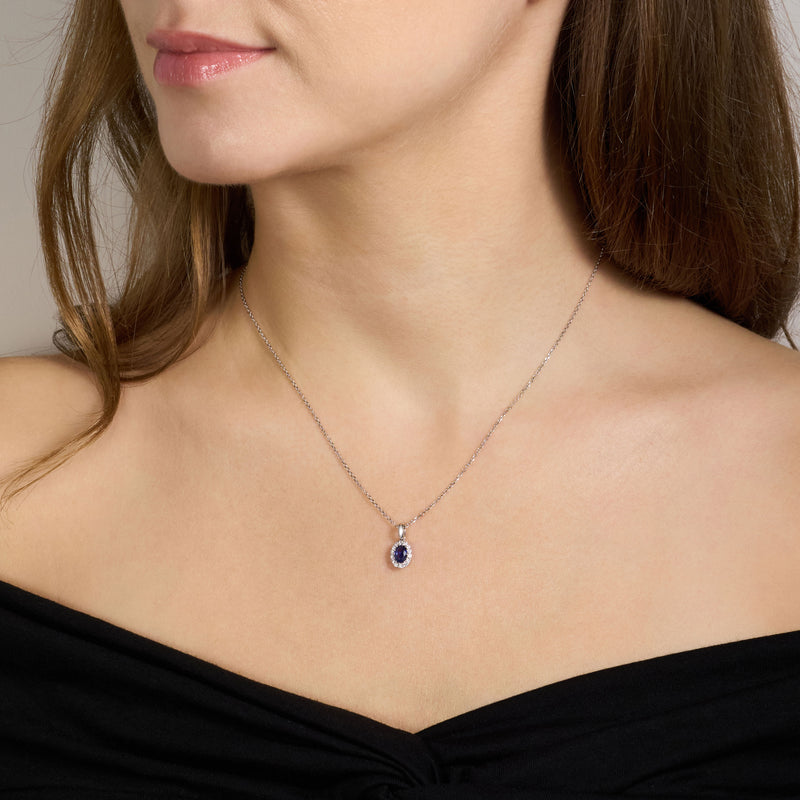 18ct White Gold Sapphire and Diamond Cluster Pendant