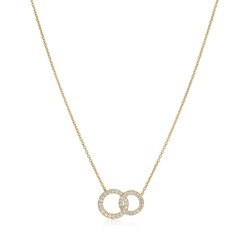 18ct Yellow Gold Diamond Set Intwined Circles Pendant