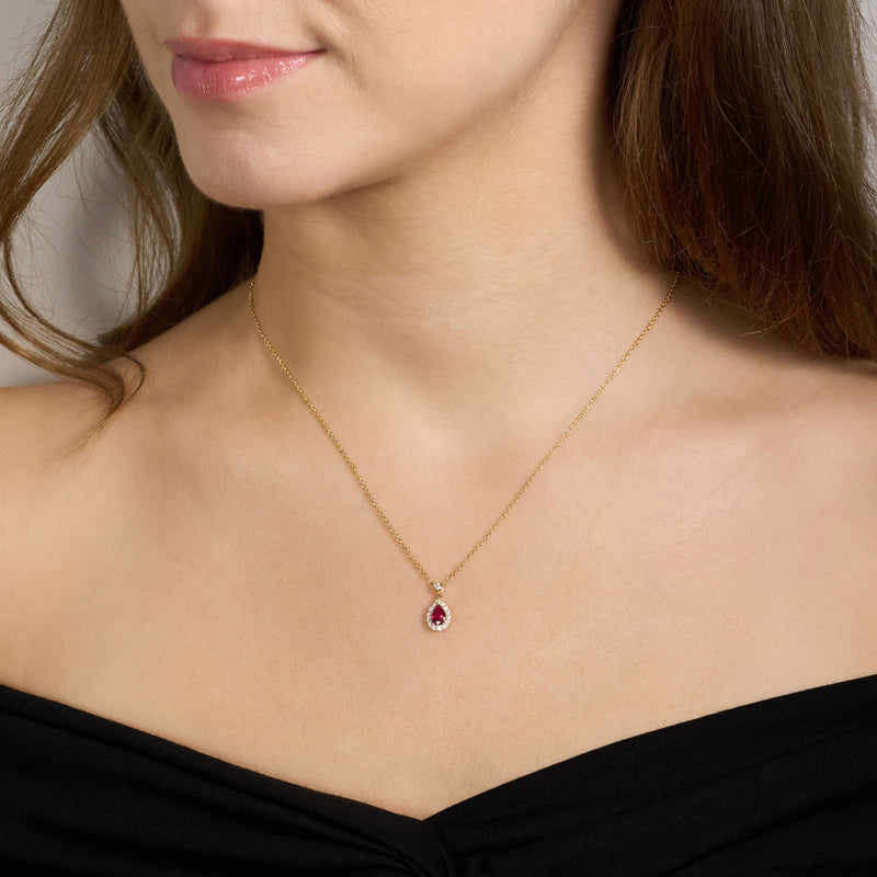 0.48ct Ruby and Diamond Cluster Pendant