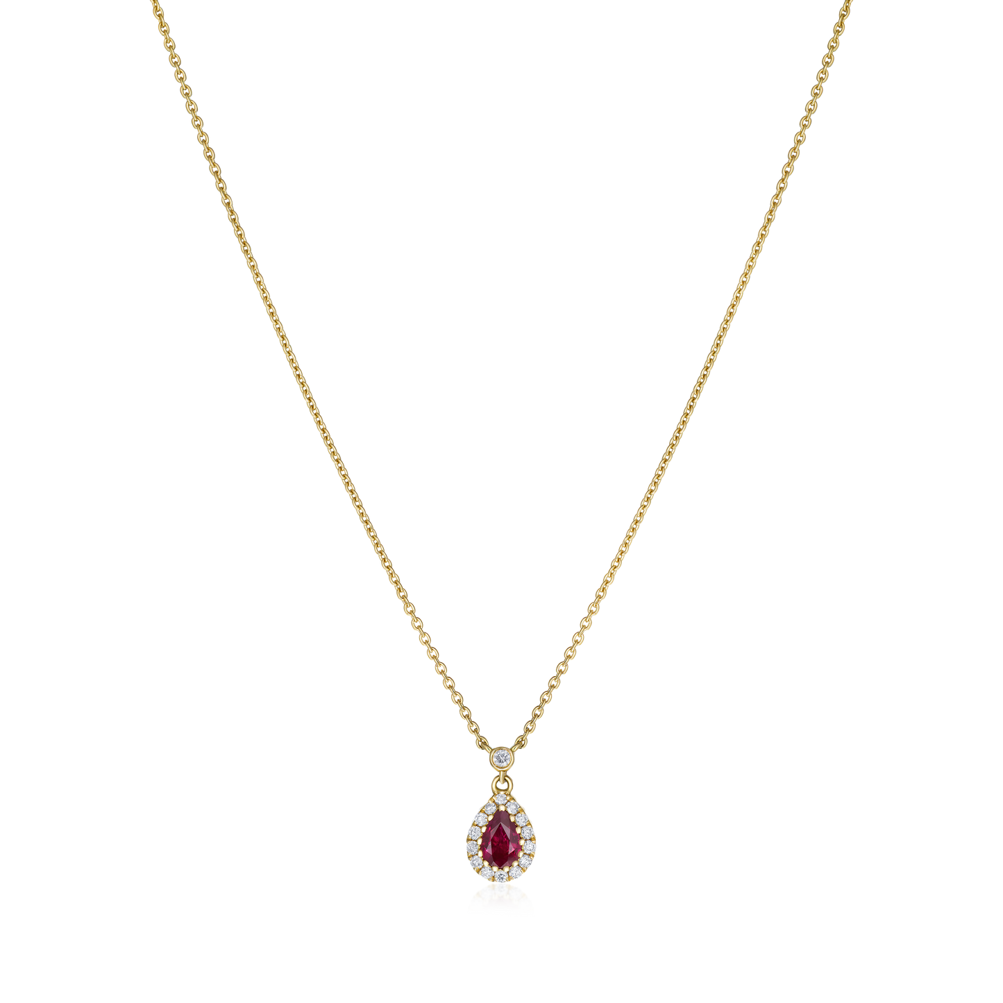 18ct Yellow Gold Ruby and Diamond Cluster Pendant 0.48ct