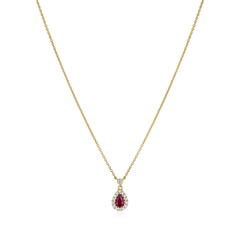 18ct Yellow Gold Ruby and Diamond Cluster Pendant 0.48ct