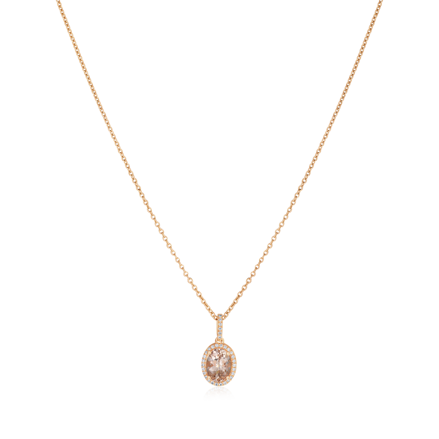 1.03cts Rose Gold Morganite and Diamond Cluster Pendant