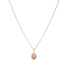 1.03cts Rose Gold Morganite and Diamond Cluster Pendant