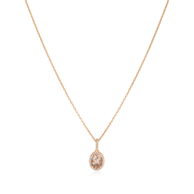 1.03cts Rose Gold Morganite and Diamond Cluster Pendant