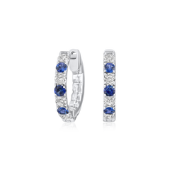 18ct White Gold Sapphire and Diamond Set Hoop Earrings