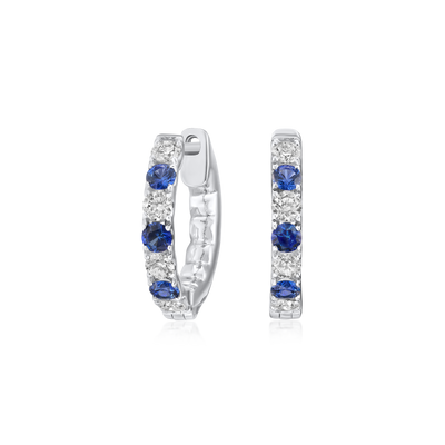 18ct White Gold Sapphire and Diamond Set Hoop Earrings