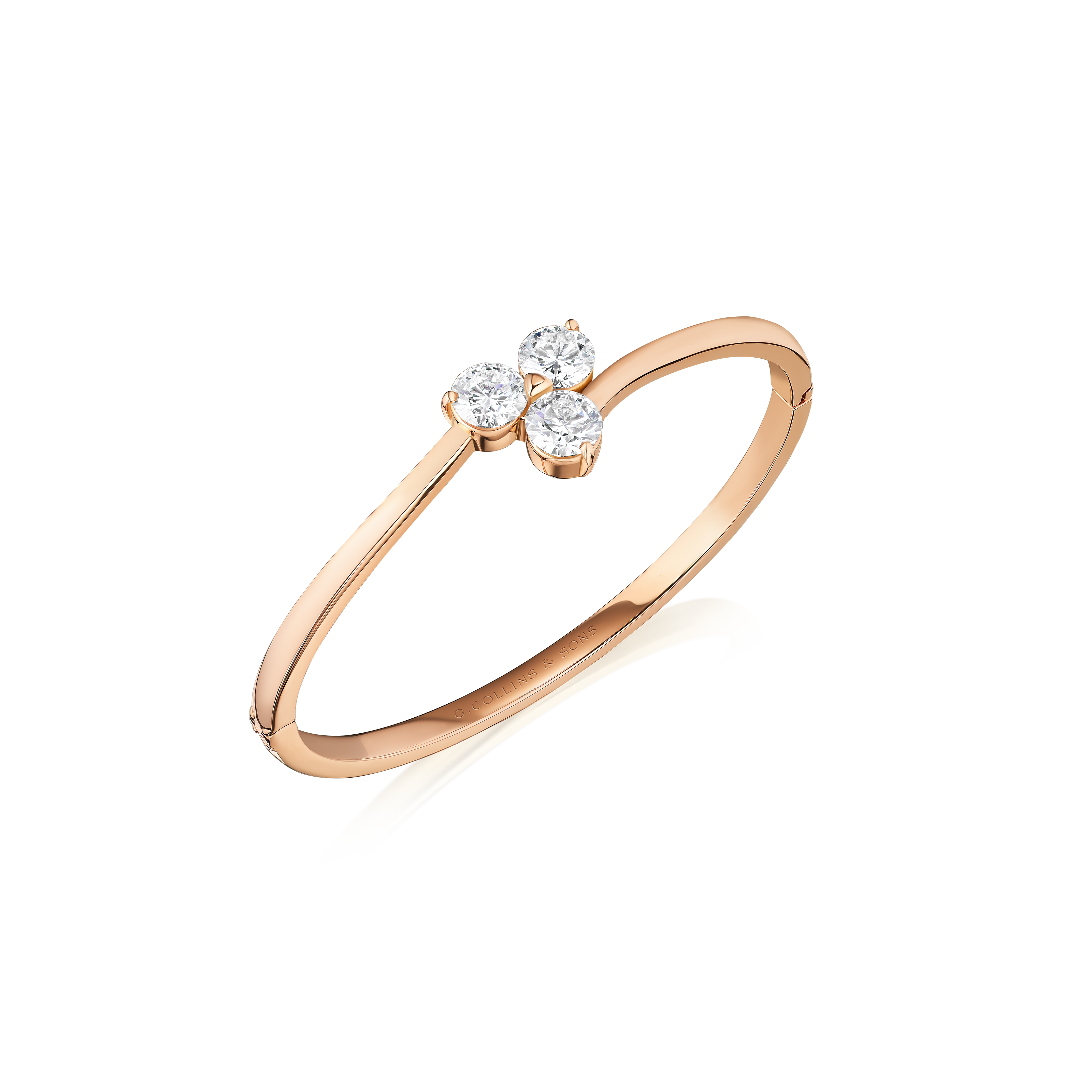 Trefoil 18ct Rose Gold Diamond Bangle