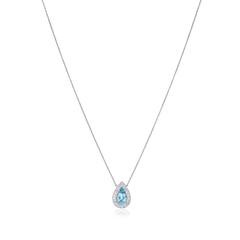 0.52ct Platinum Aquamarine and Diamond Cluster Pendant