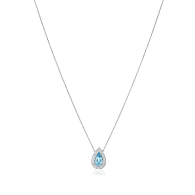 0.52ct Platinum Aquamarine and Diamond Cluster Pendant