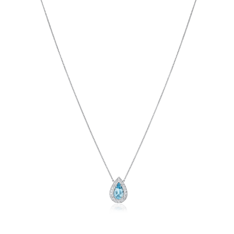 0.52ct Platinum Aquamarine and Diamond Cluster Pendant