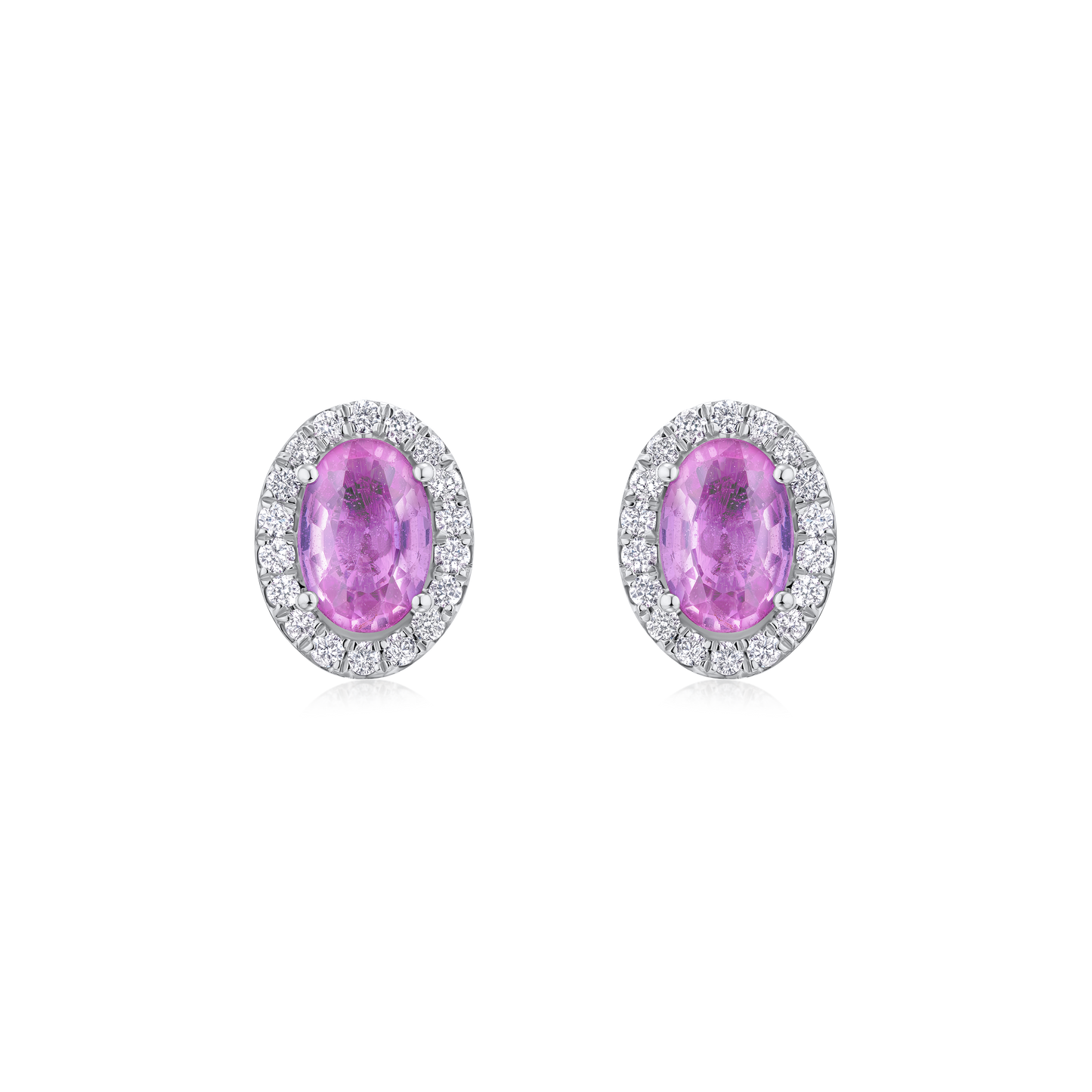 1.03ct Pink Sapphire and Diamond Cluster Earrings