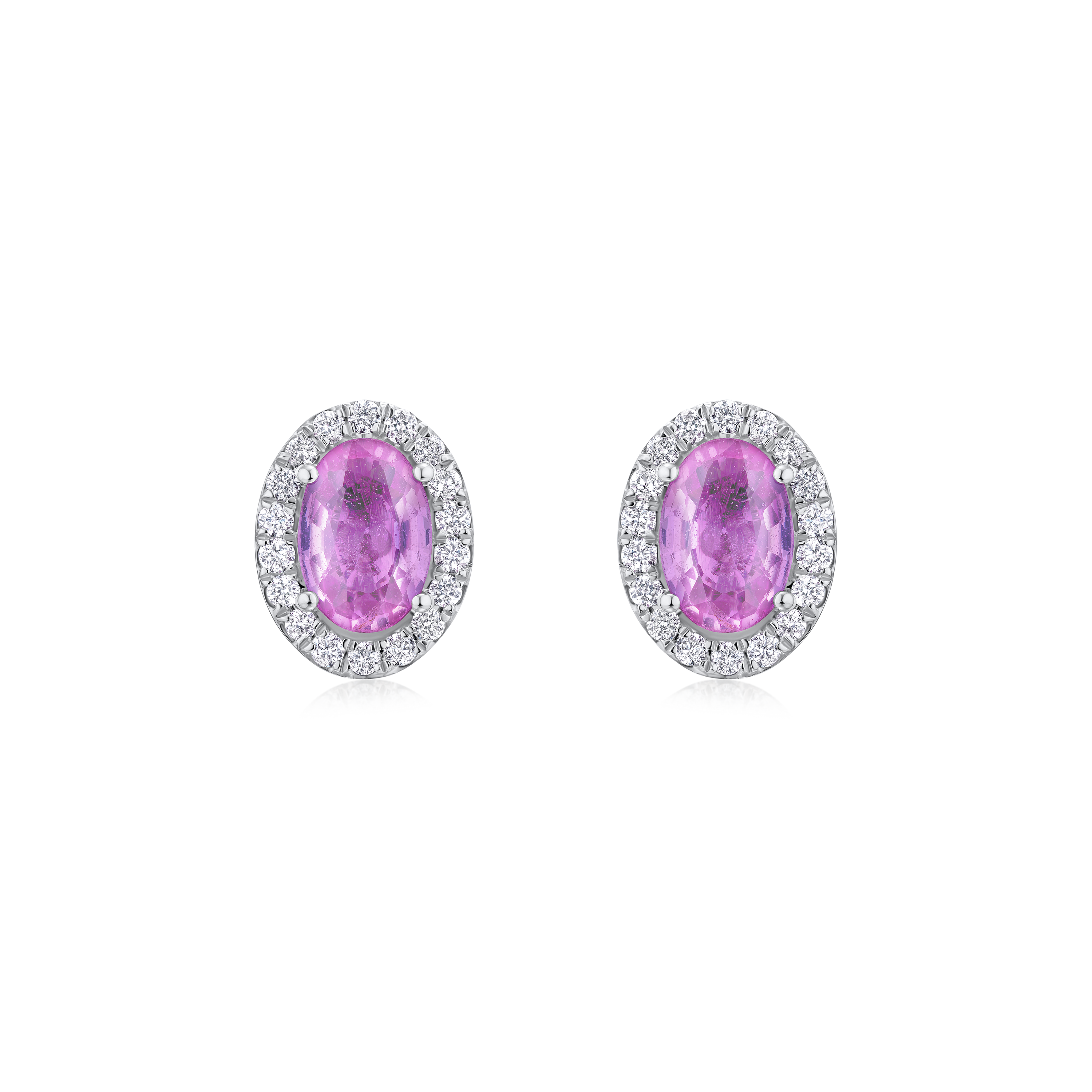 1.03ct Pink Sapphire and Diamond Cluster Earrings