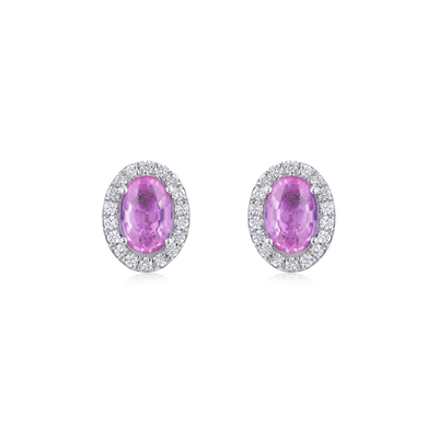 1.03ct Pink Sapphire and Diamond Cluster Earrings