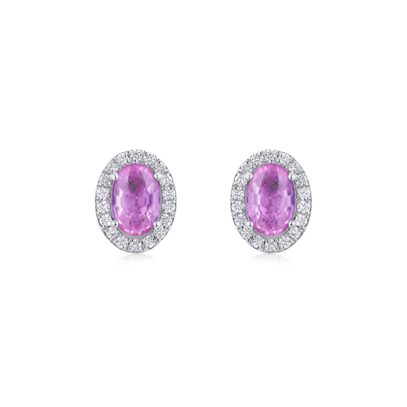 1.03ct Pink Sapphire and Diamond Cluster Earrings