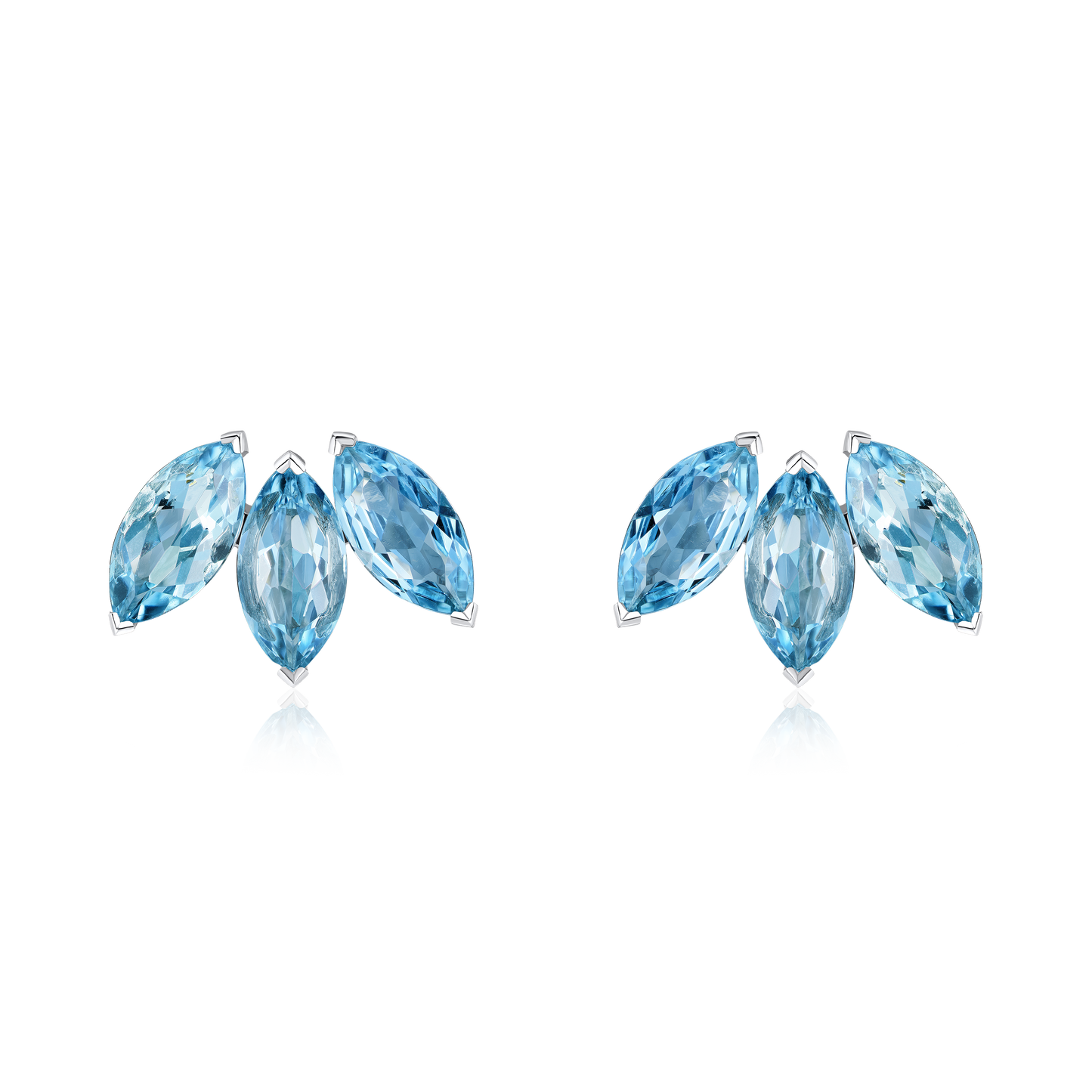 4.87cts Marquise Shape Aquamarine Platinum Fan Earrings