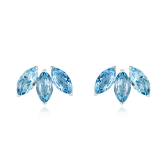 4.87cts Marquise Shape Aquamarine Platinum Fan Earrings