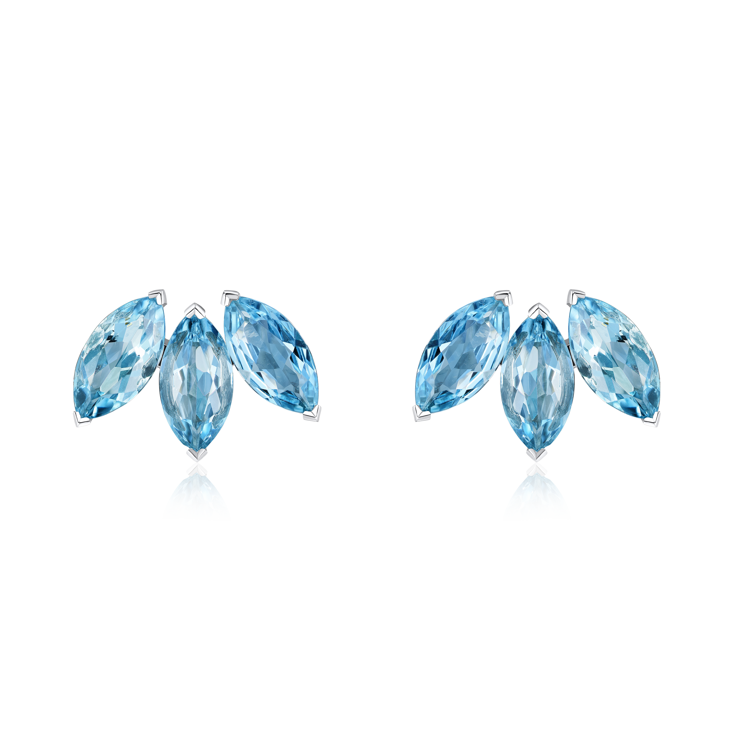 4.87cts Marquise Shape Aquamarine Platinum Fan Earrings