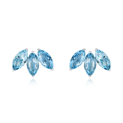 4.87cts Marquise Shape Aquamarine Platinum Fan Earrings