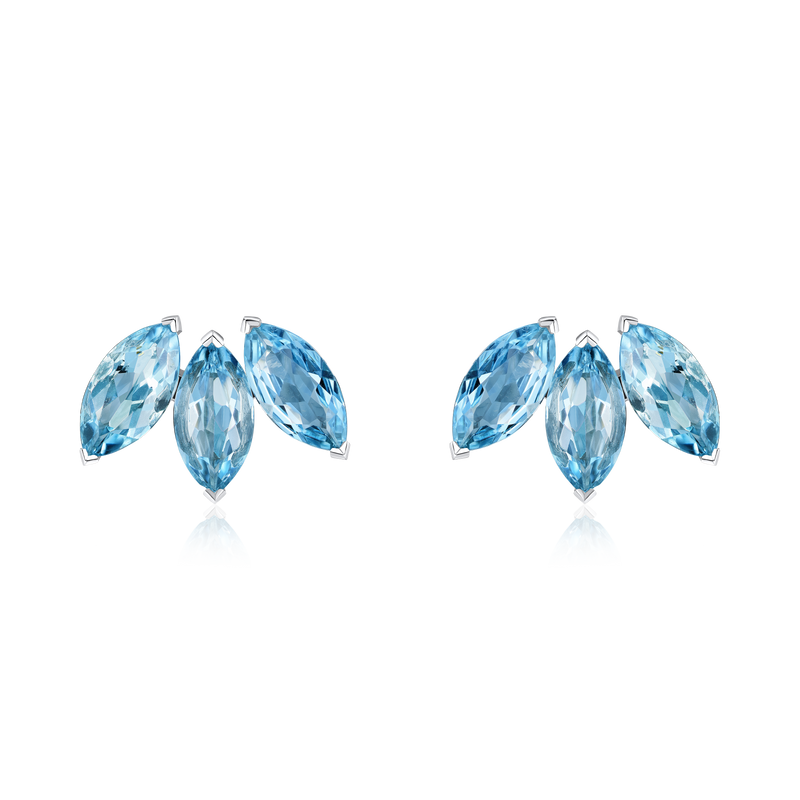 4.87cts Marquise Shape Aquamarine Platinum Fan Earrings