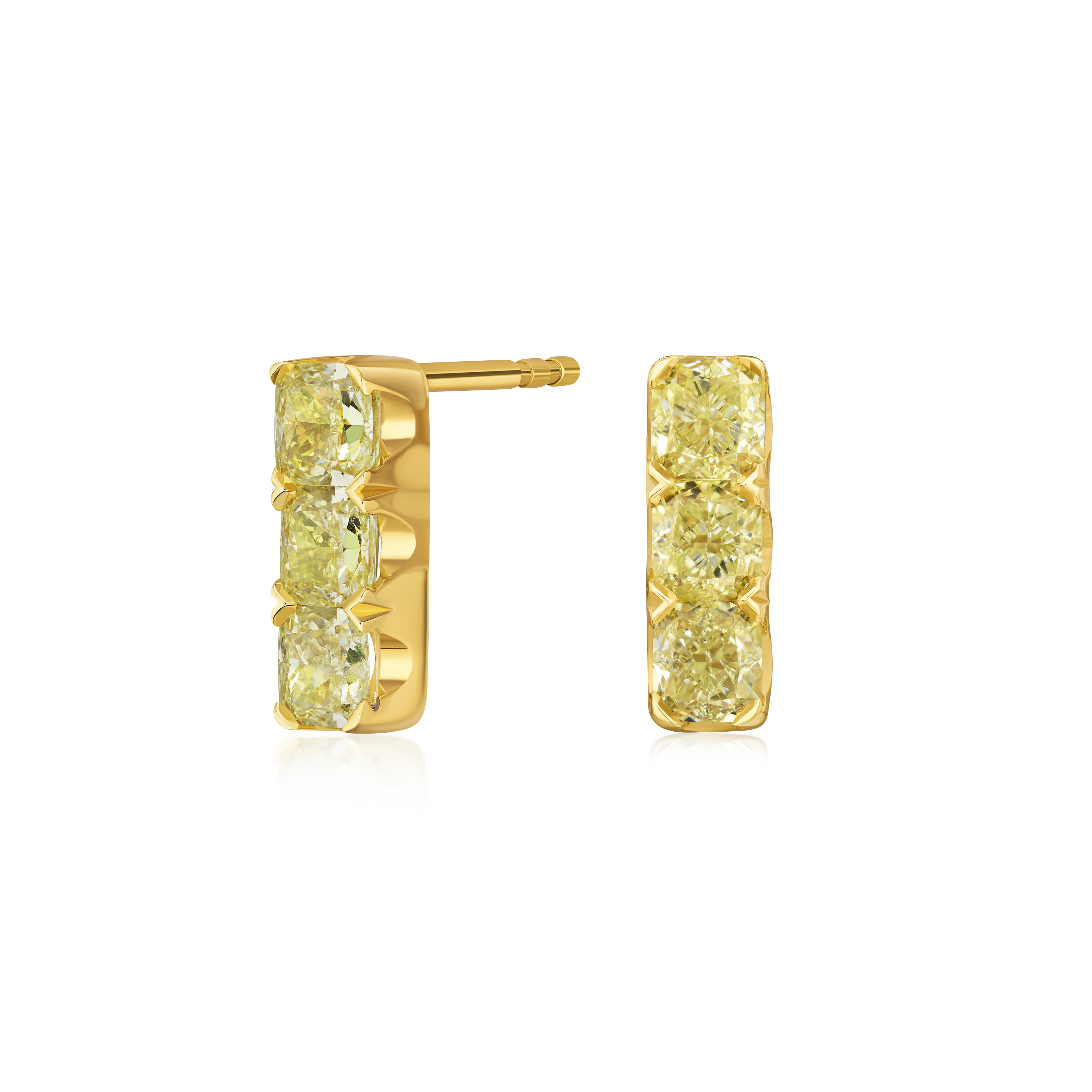 1.62cts Yellow Diamond Gold Bar Earrings