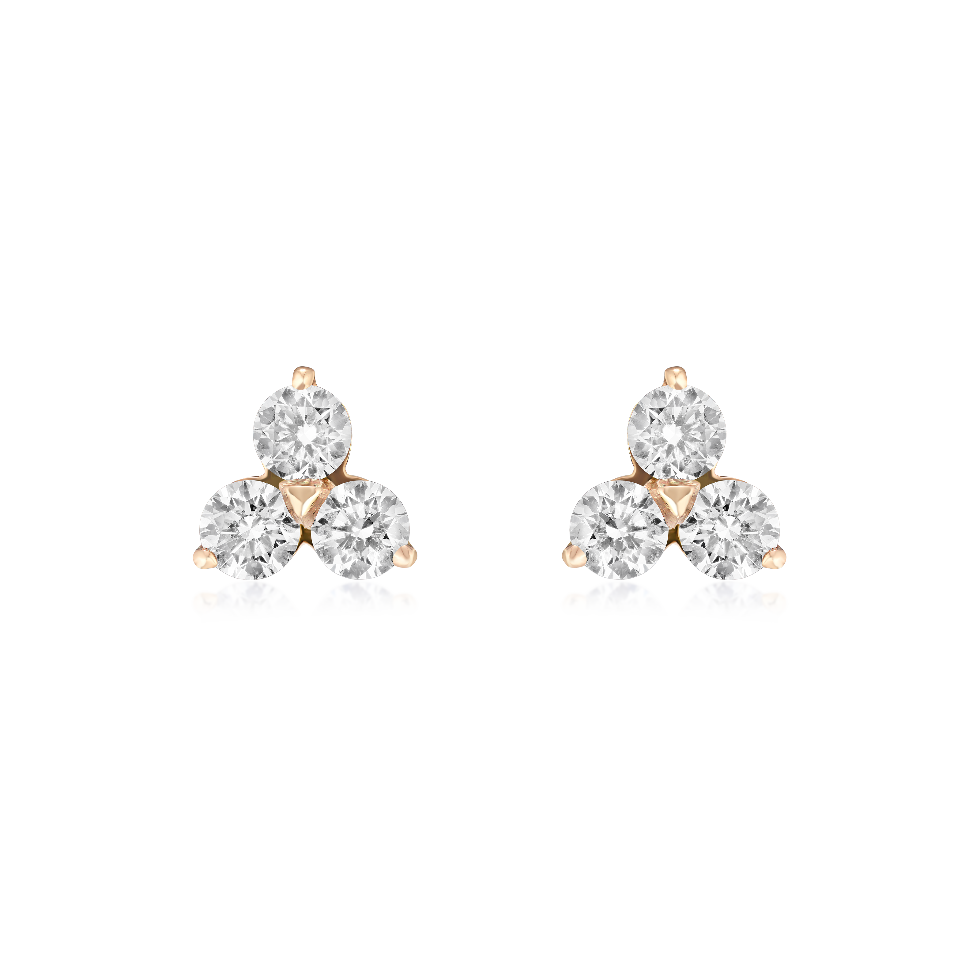 Trefoil 0.85ct Diamond Rose Gold Stud Earrings