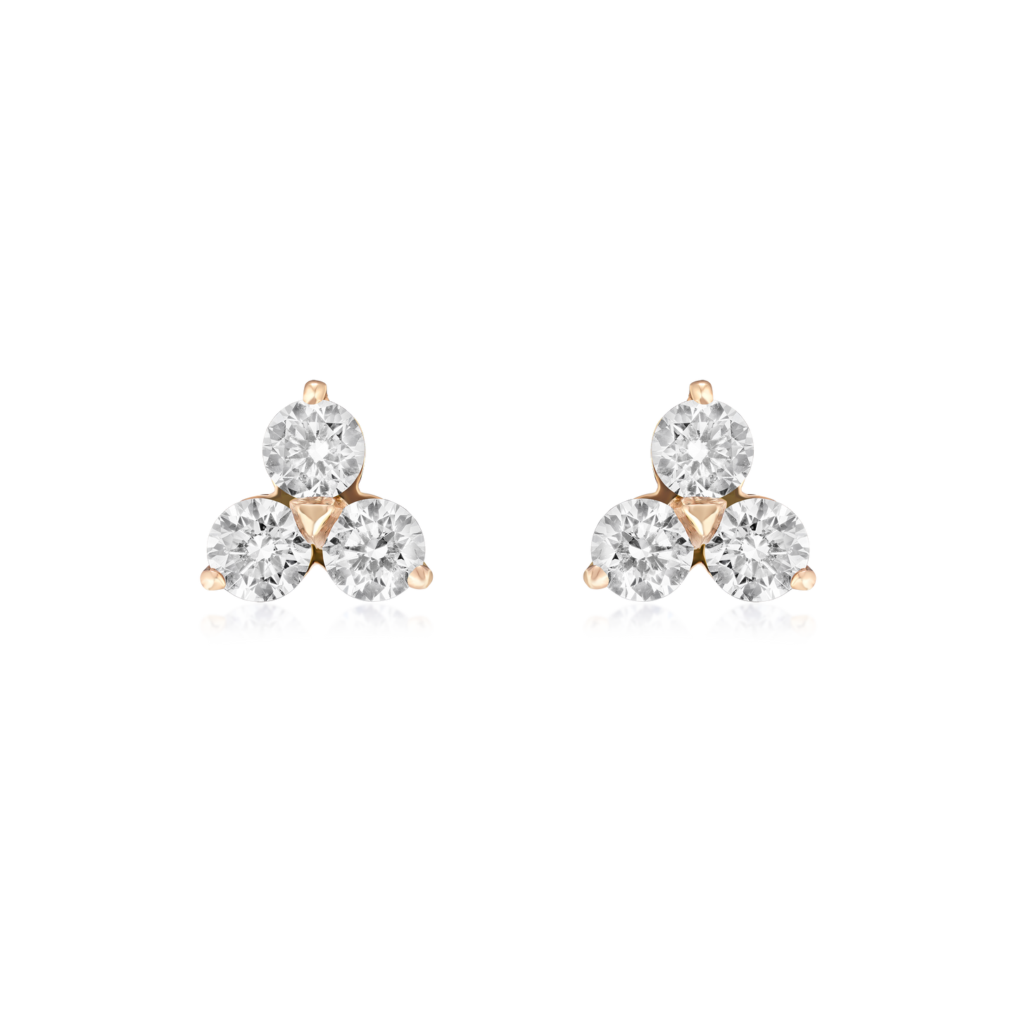 Trefoil 0.85ct Diamond Rose Gold Stud Earrings