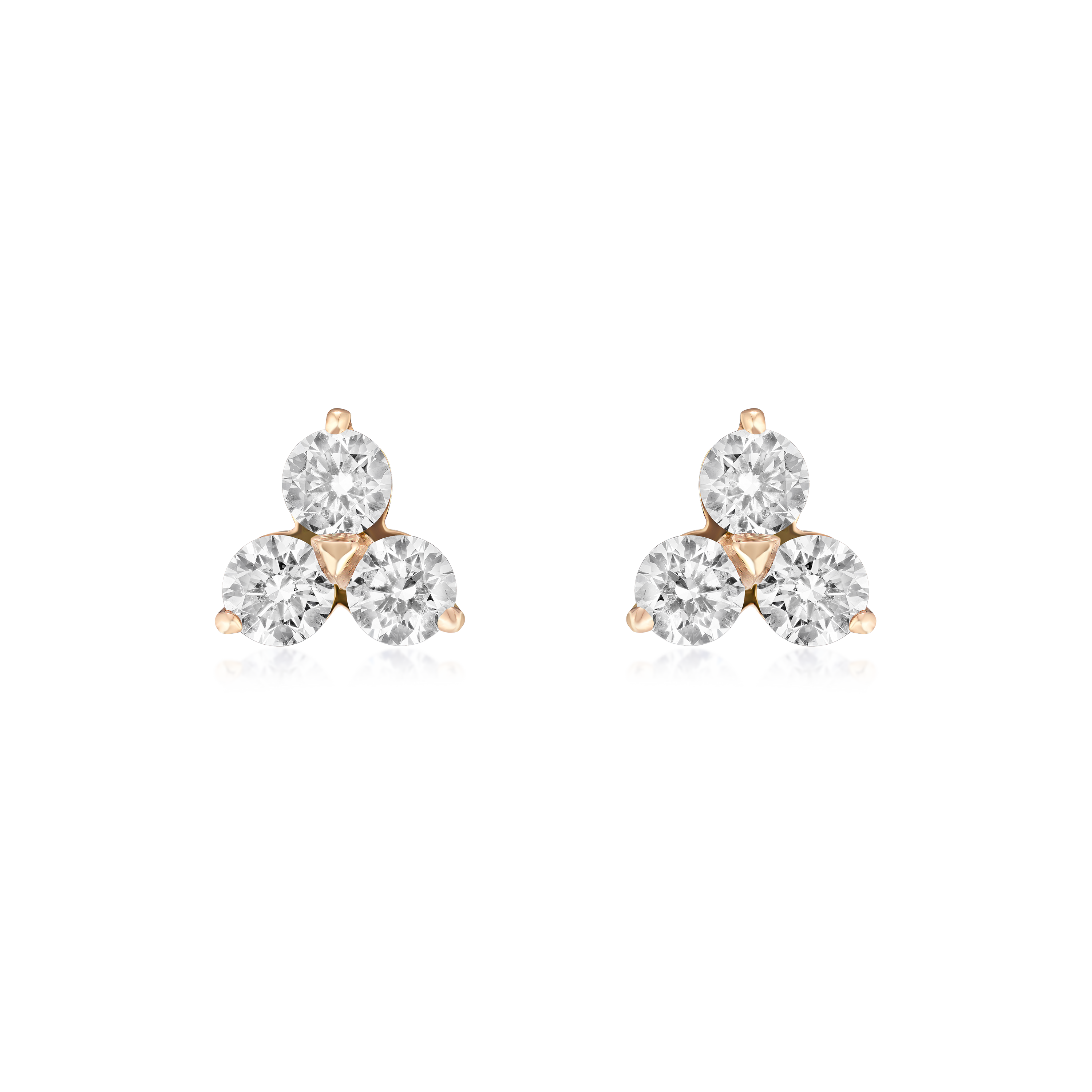 Trefoil 0.85ct Diamond Rose Gold Stud Earrings