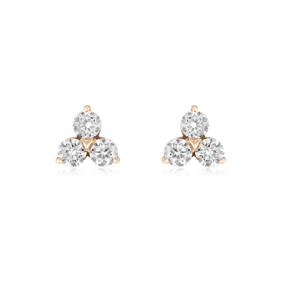 Trefoil 0.85ct Diamond Rose Gold Stud Earrings