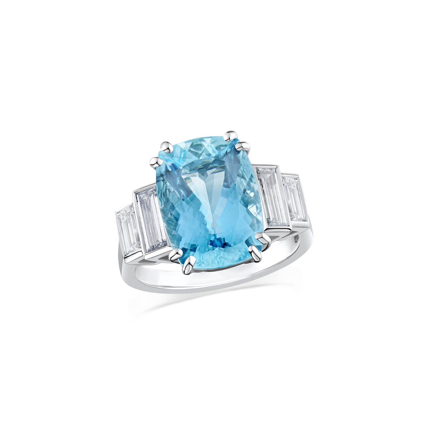 5.10cts Platinum Aquamarine and Diamond Dress Ring