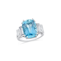 5.10cts Platinum Aquamarine and Diamond Dress Ring