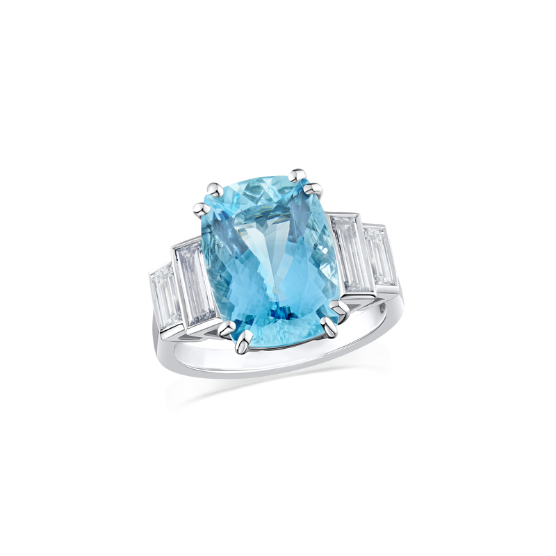 5.10cts Platinum Aquamarine and Diamond Dress Ring