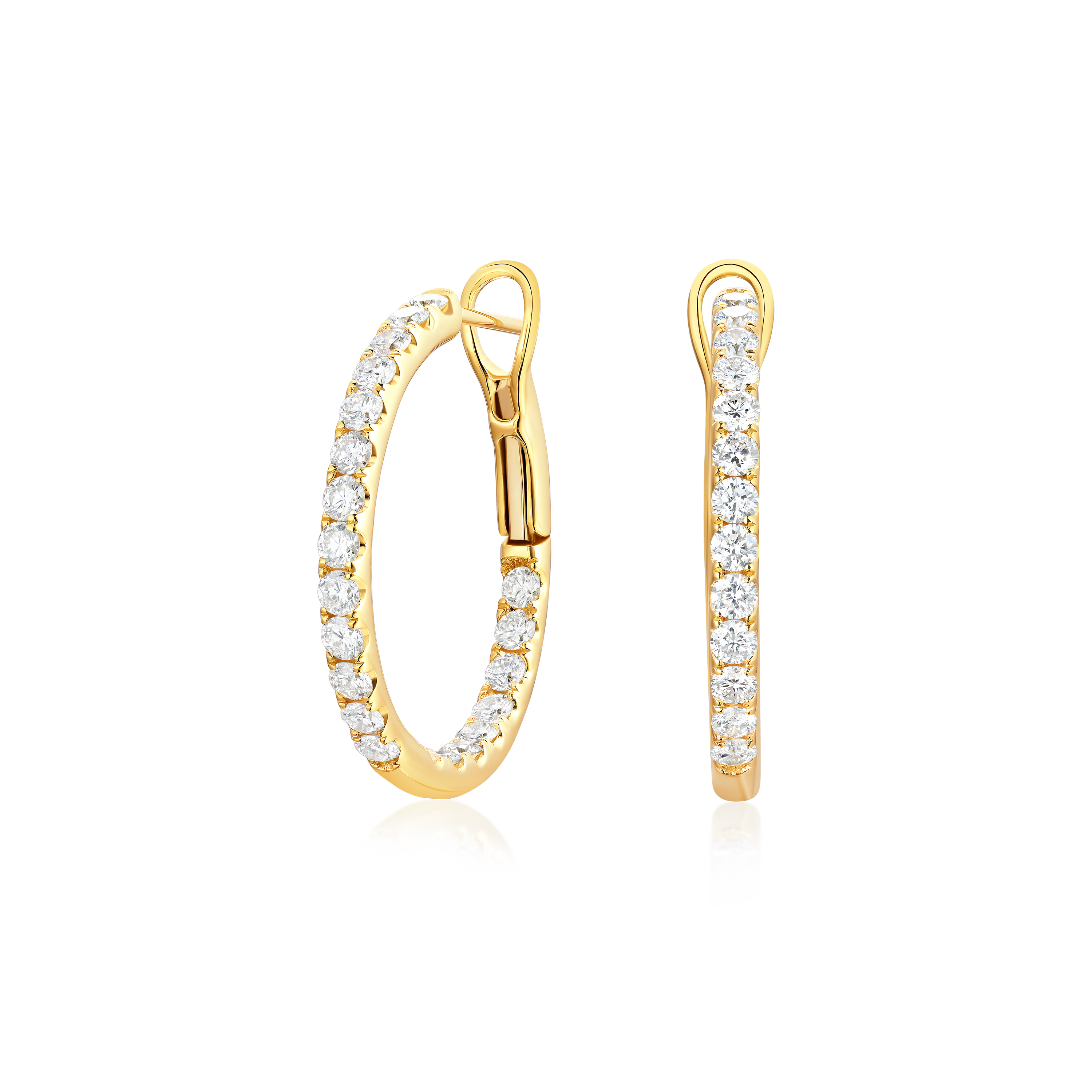 1.60cts Yellow Gold Diamond Set Hoop Earrings