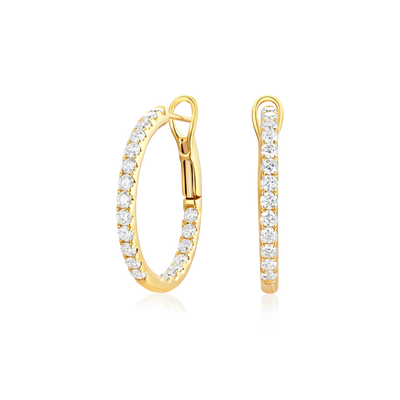 1.60cts Yellow Gold Diamond Set Hoop Earrings