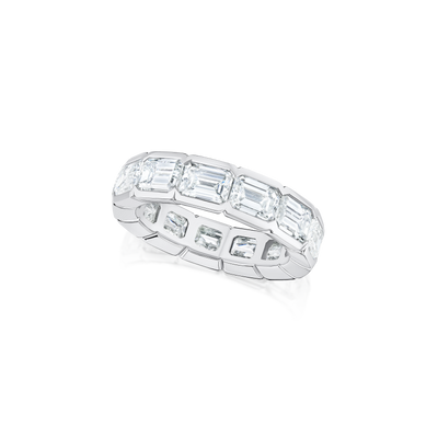 6.81cts Platinum Emerald Cut Diamond Full Eternity Ring