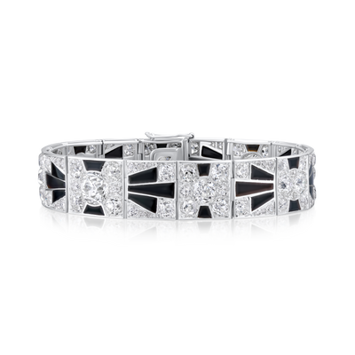 Art Deco Onyx and Diamond Bracelet