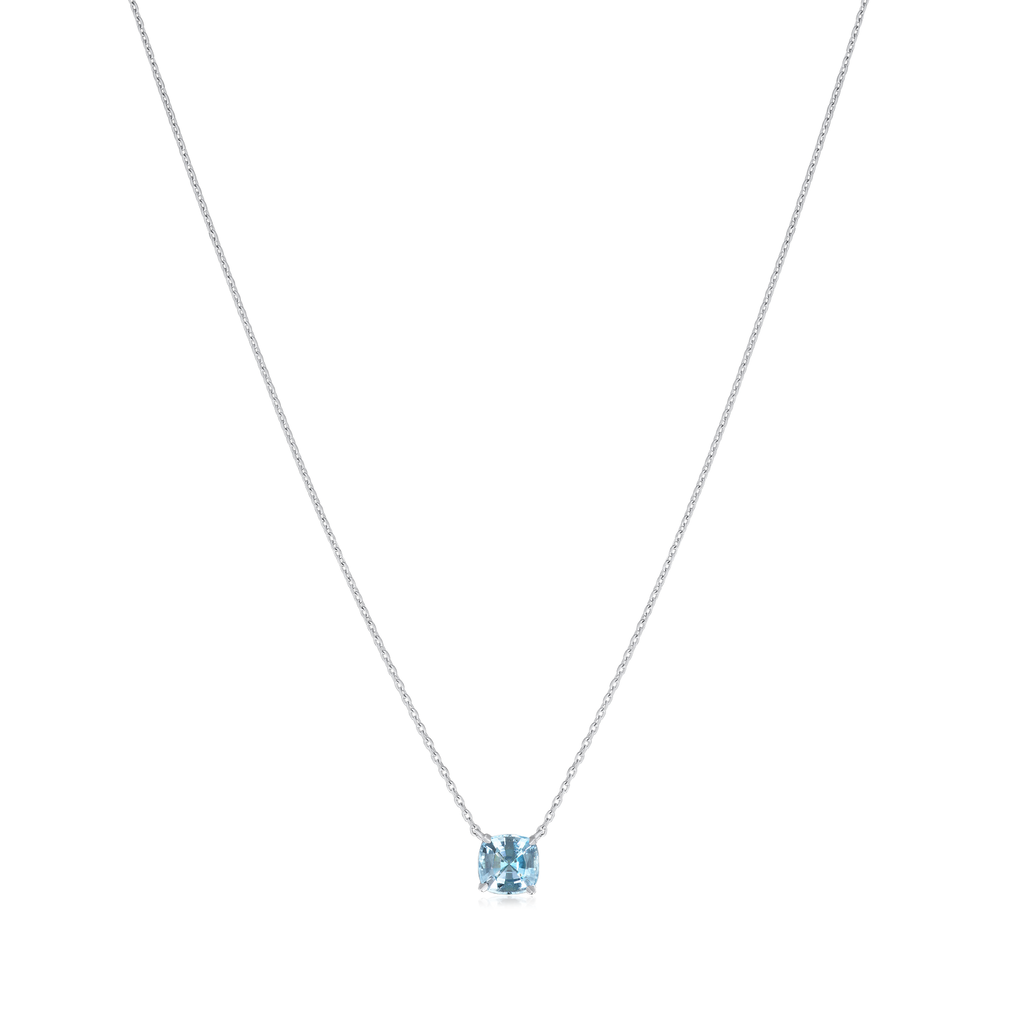 0.66ct Square Cushion Aquamarine Pendant