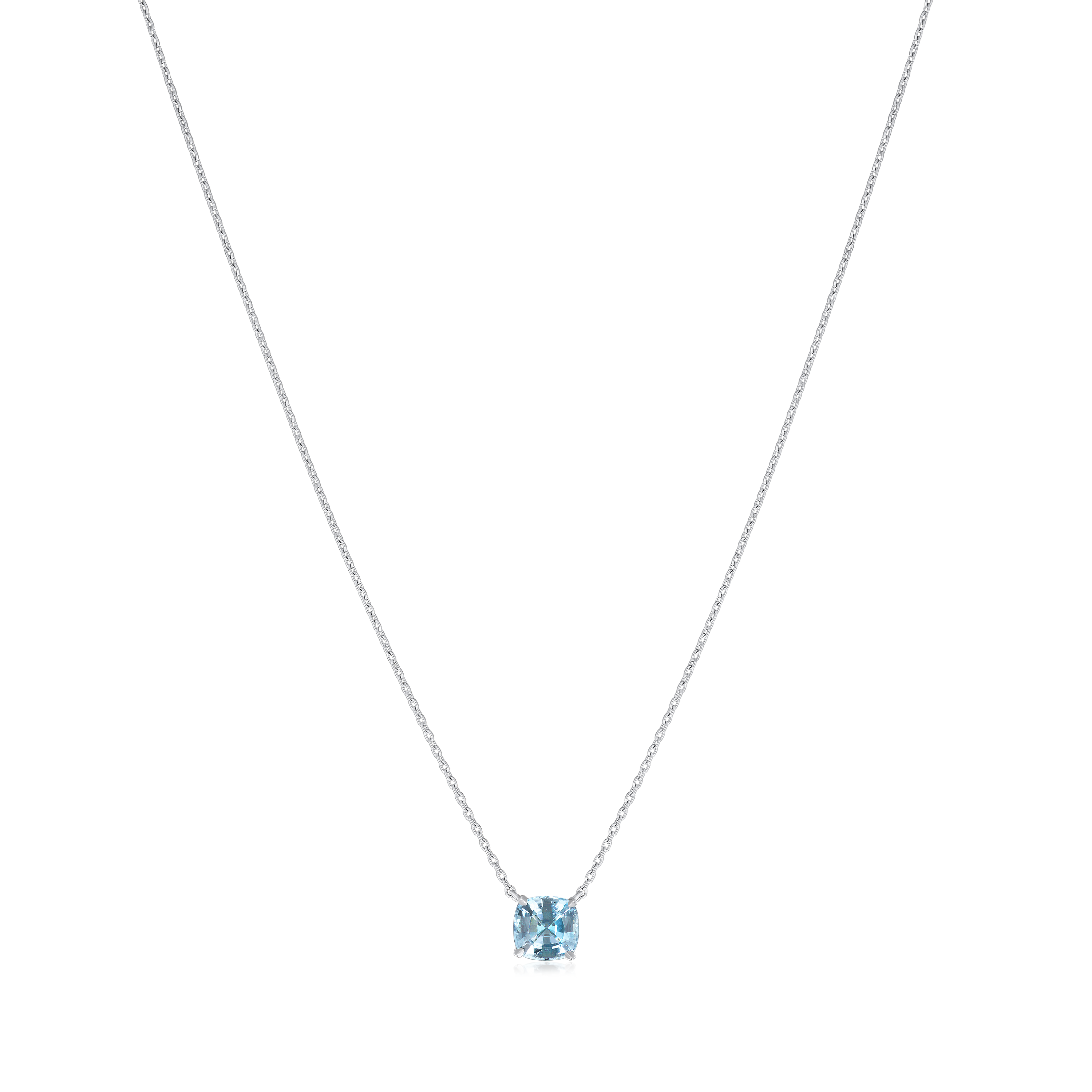 0.66ct Square Cushion Aquamarine Pendant