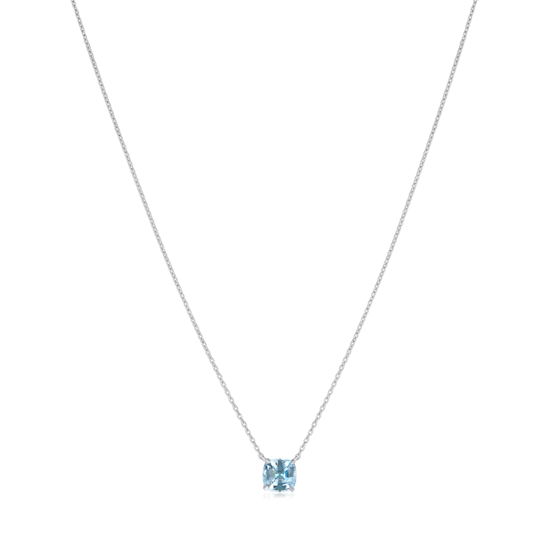 0.66ct Platinum Square Cushion Aquamarine Pendant