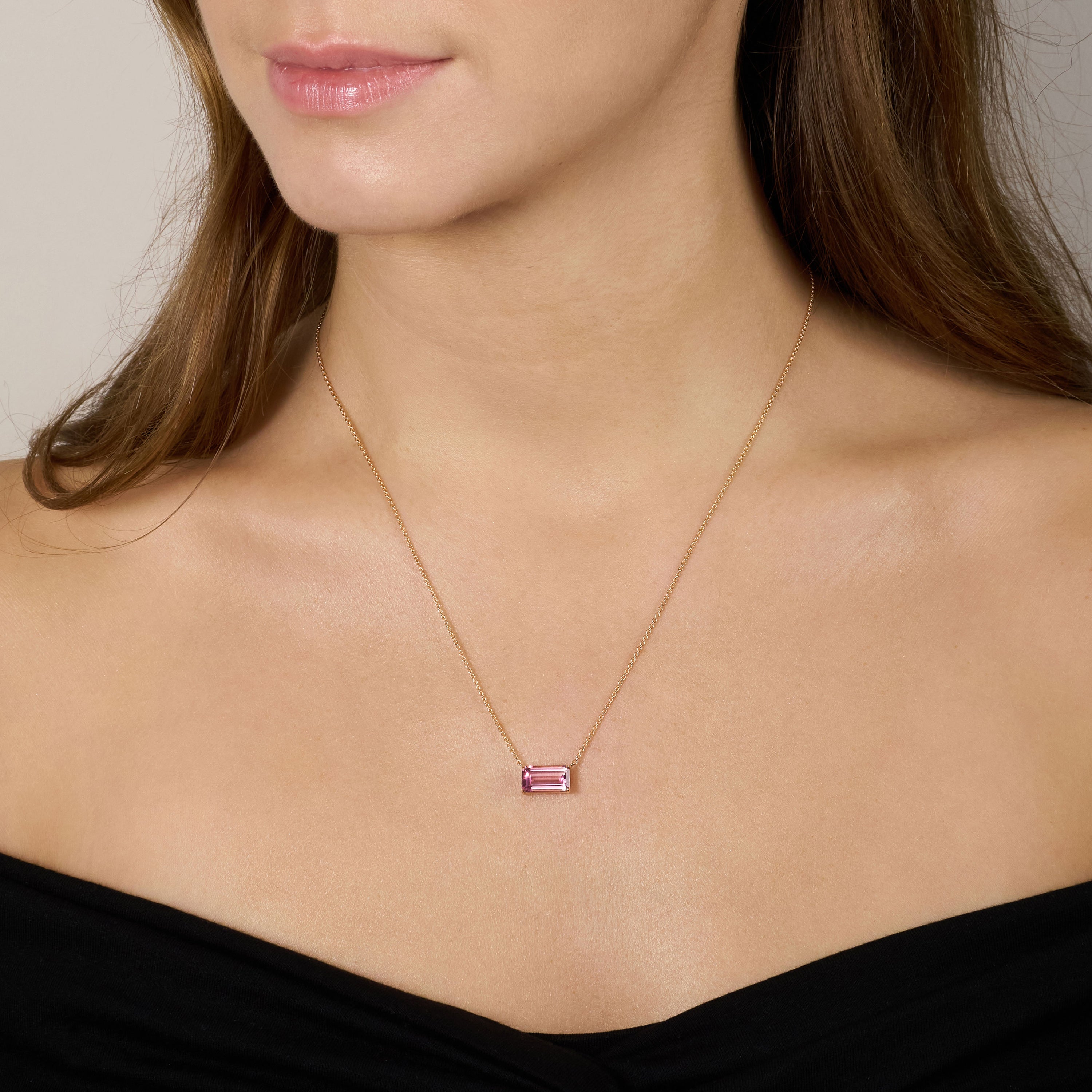 2.65cts Emerald Cut Pink Tourmaline Pendant