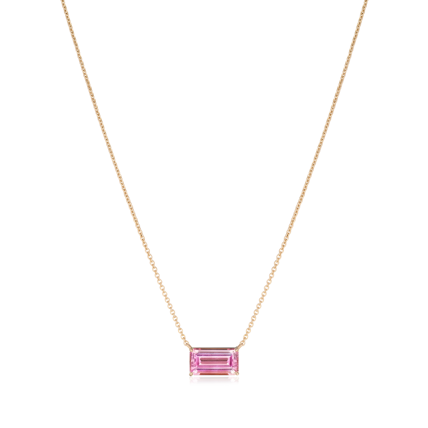 2.65cts Emerald Cut Pink Tourmaline Pendant